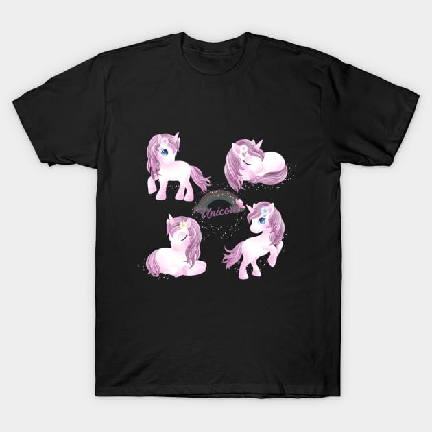 hand drawn cute unicorn character tshirt T-Shirt by Tshirt lover 1